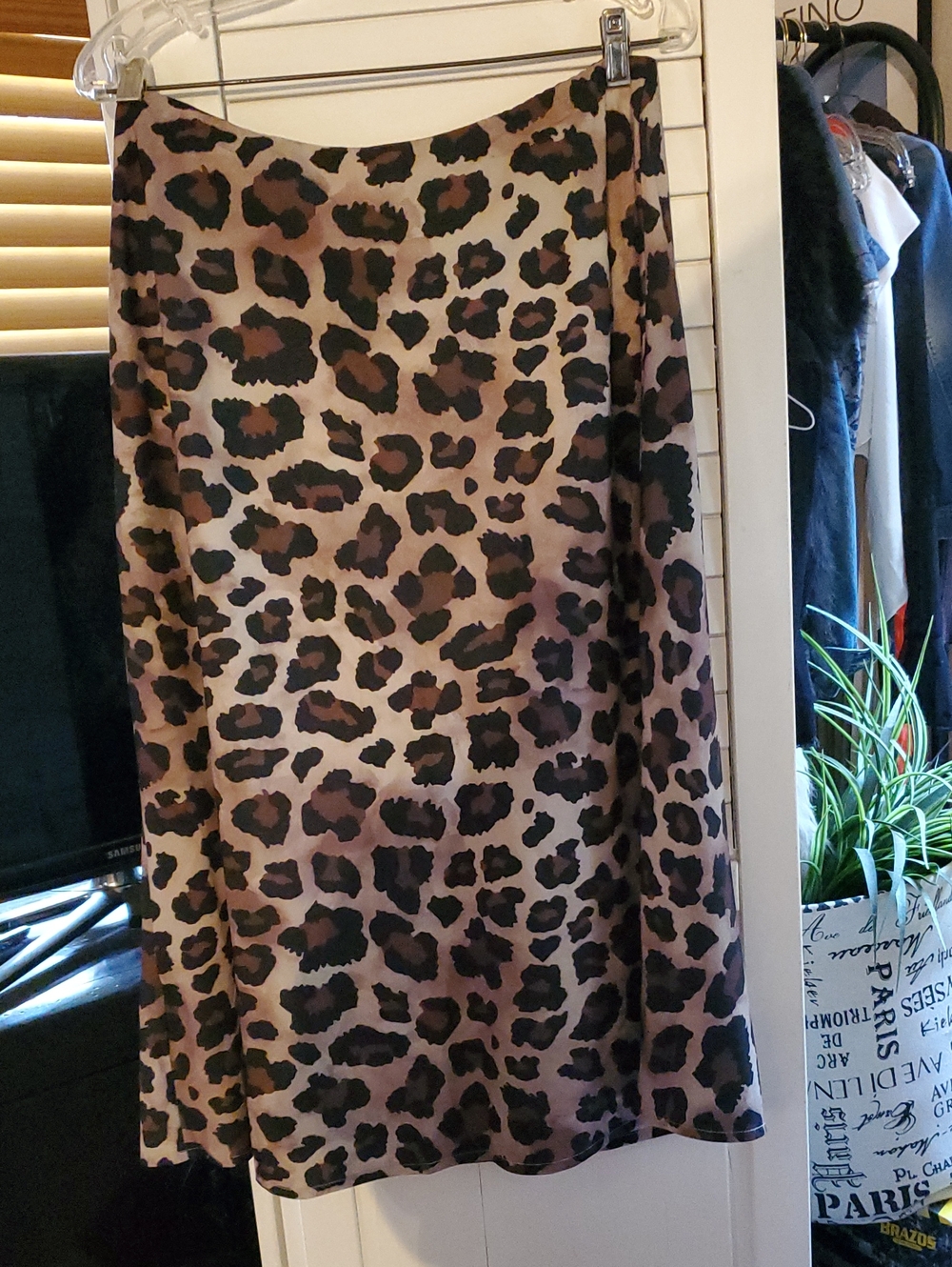 Leopard Print Midi Skirt in Brown and Black